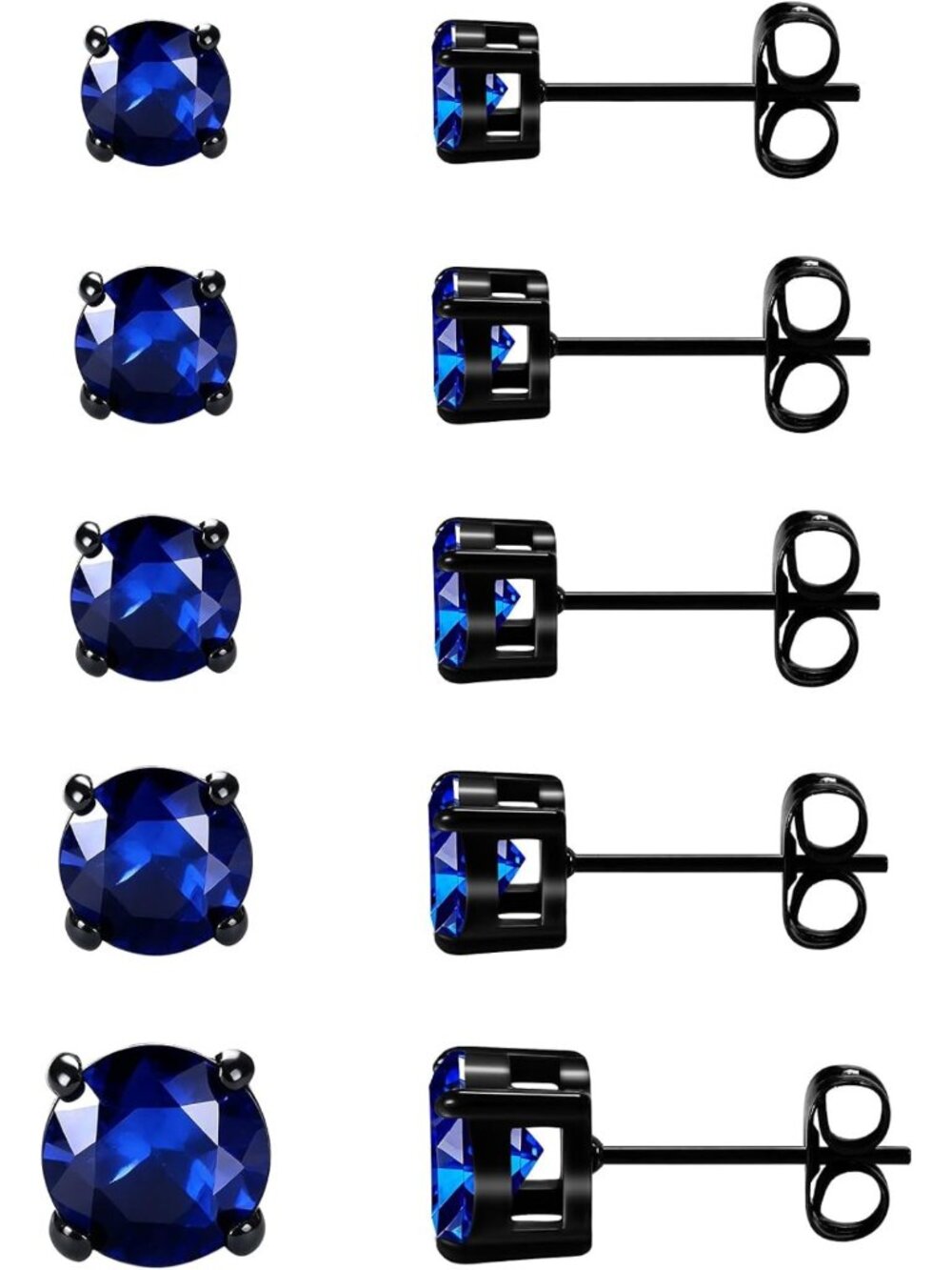 Stylish 5 Pairs Men's Stud Earrings Set - 3-7MM, Versatile & Fashionable